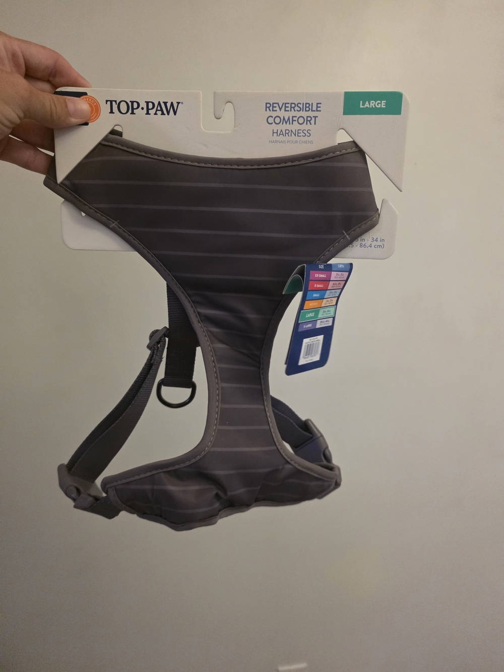 Top Paw Reversible Comfort Harness in Gray Stripe